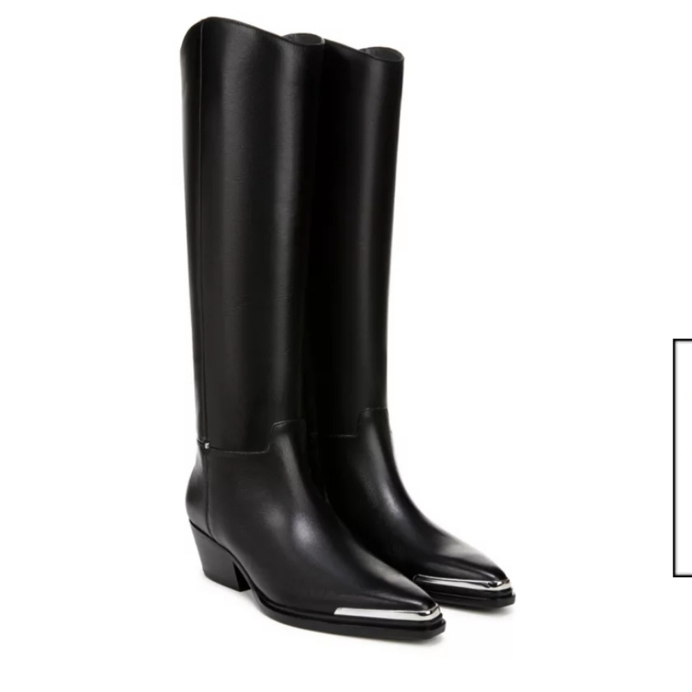 Franco Sarto Orig$270 Billie Boots Leather Stud Designer Knee High Winter  #87